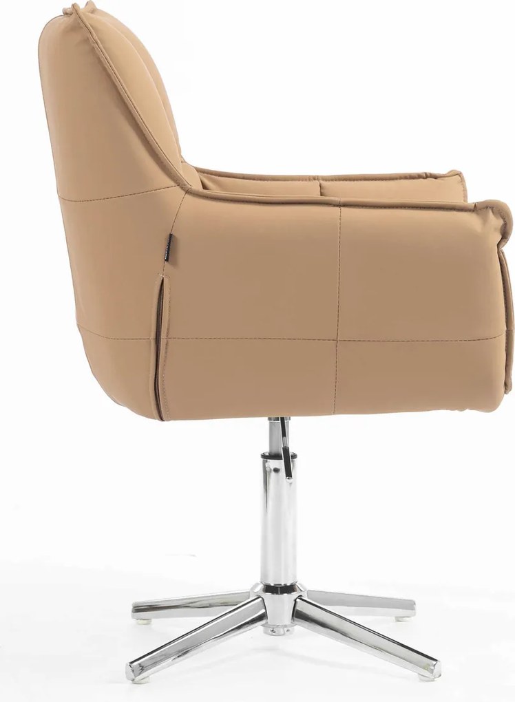 HR560CROSS Scaun Caramel Piele Ecologica Premium Soft cu Bază Cromata