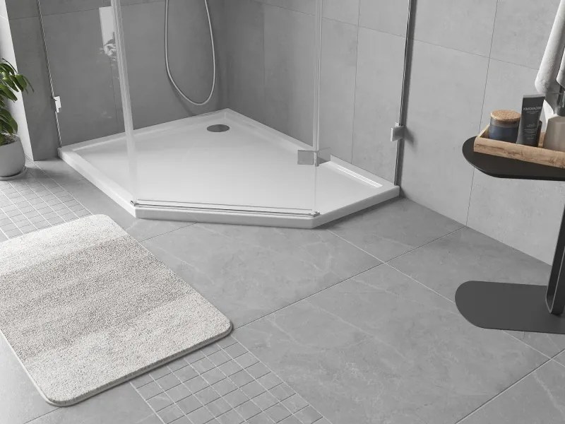 Mexen Flow cadă de duș pentagonală slim stânga 100 x 80 cm, alb lucios - 46P108010L
