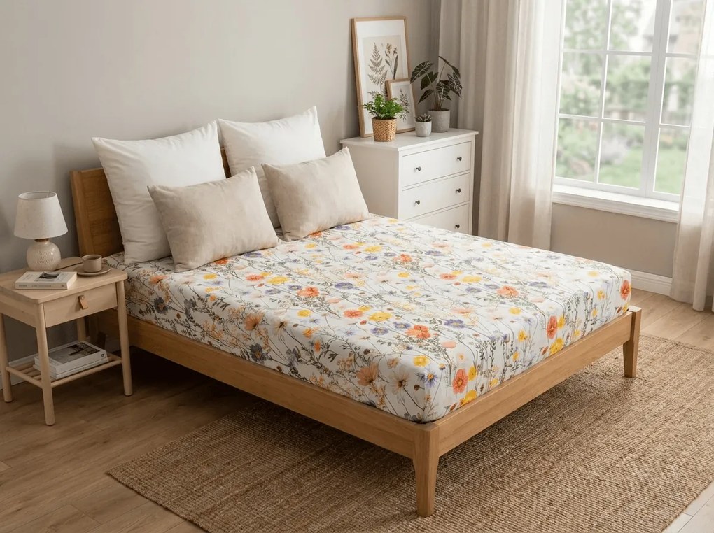 Cearsaf din microfibra WILDFLOWERS colorat 90x200 cm