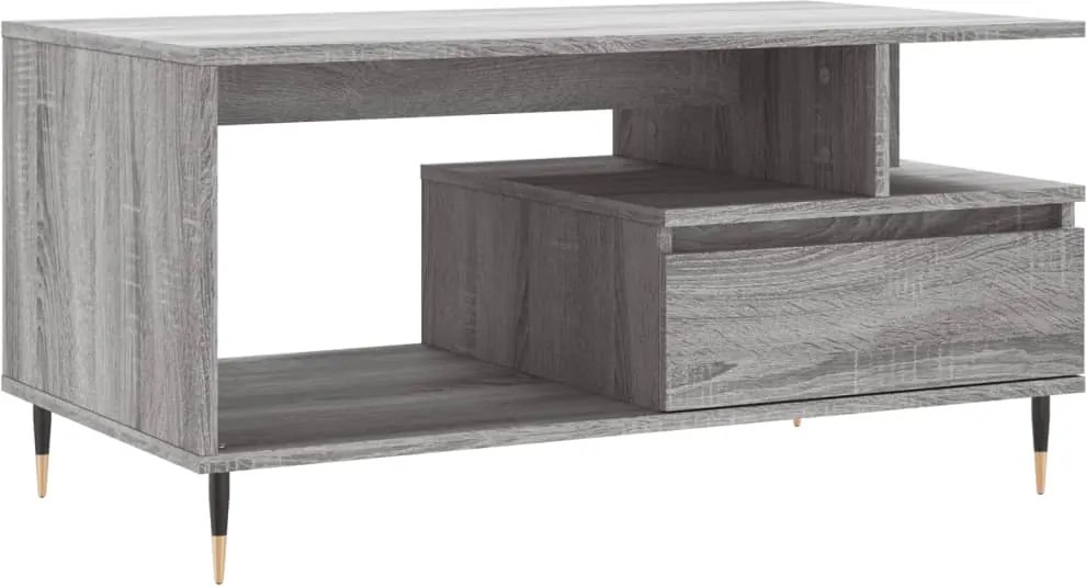 vidaXL Măsuță de cafea, gri sonoma, 90x49x45 cm, lemn compozit