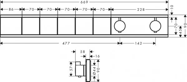 Baterie cada/dus cu termostat, Hansgrohe RainSelect, cu 5 functii, montaj incastrat, alb mat, 15384700