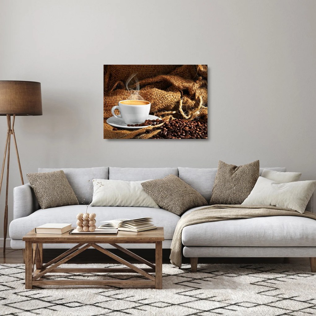 Tablou pe sticlă - O ceașcă de cafea (70x50 cm)