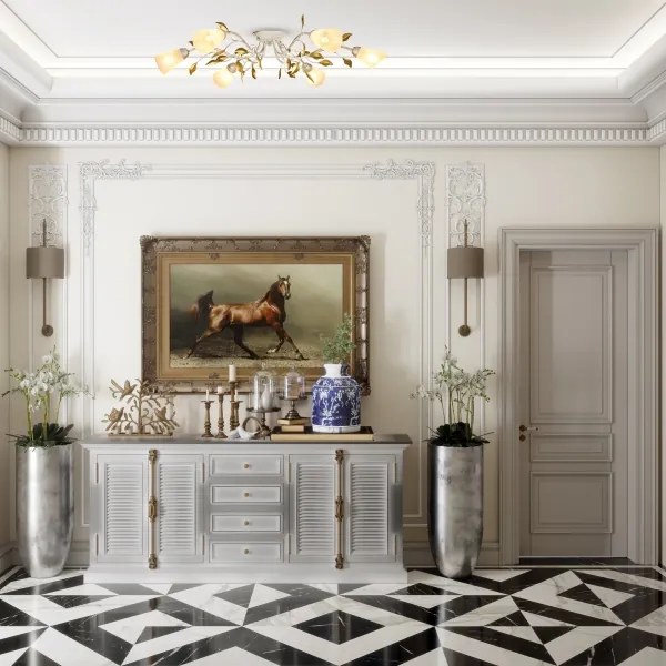 Lustră aplicată Brilagi FLORA 6xE14/60W/230V auriu/crem/patină