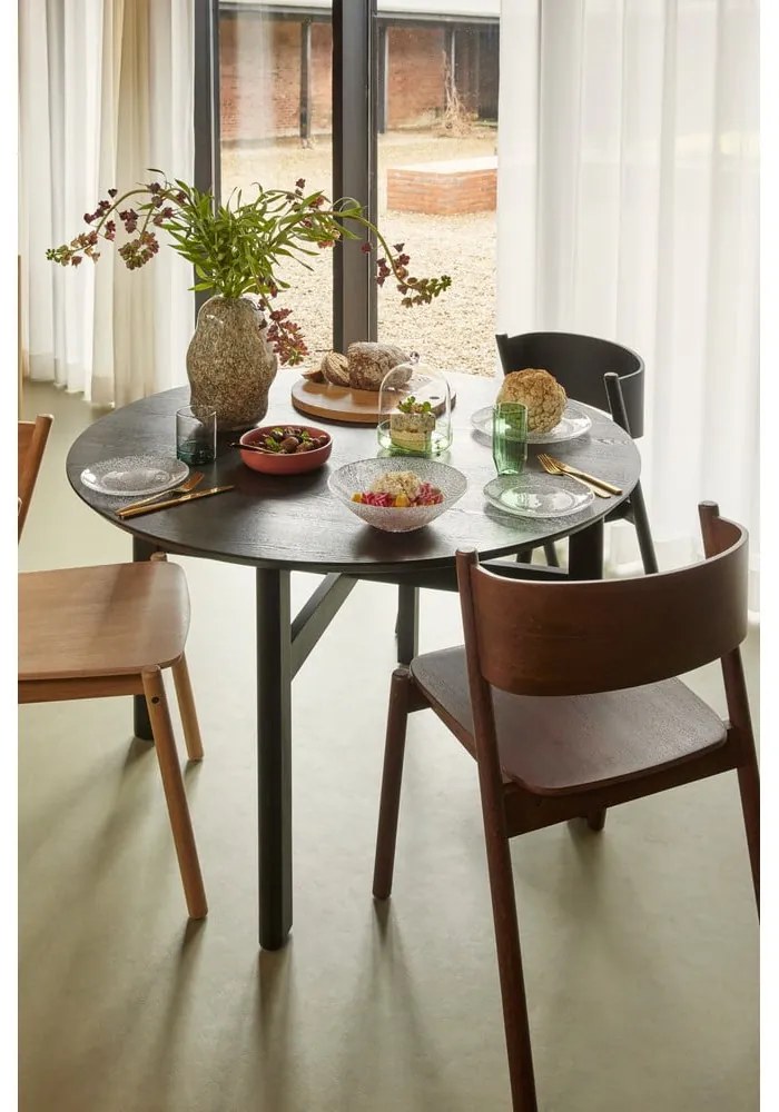 Masă de dining neagră rotundă ø 140 cm Fjord – Hübsch