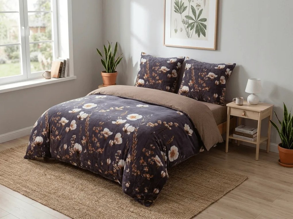 Lenjerie de pat cocolino DUO SENSE ARVENA gri inchis microplus/flanel Dimensiune lenjerie de pat: 70 x 90 cm | 140 x 220 cm