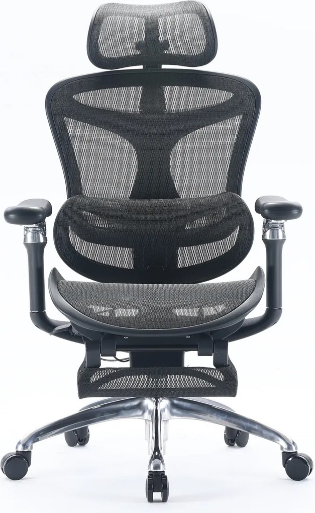 Scaun Ergonomic SIHOO C300, Suport Lombar Inteligent, Tetieră 3D, Cotiere 5D, Șezut Glisant, Spătar Reglabil pe Înălțime, Suport pentru Picioare, Mesh, Negru