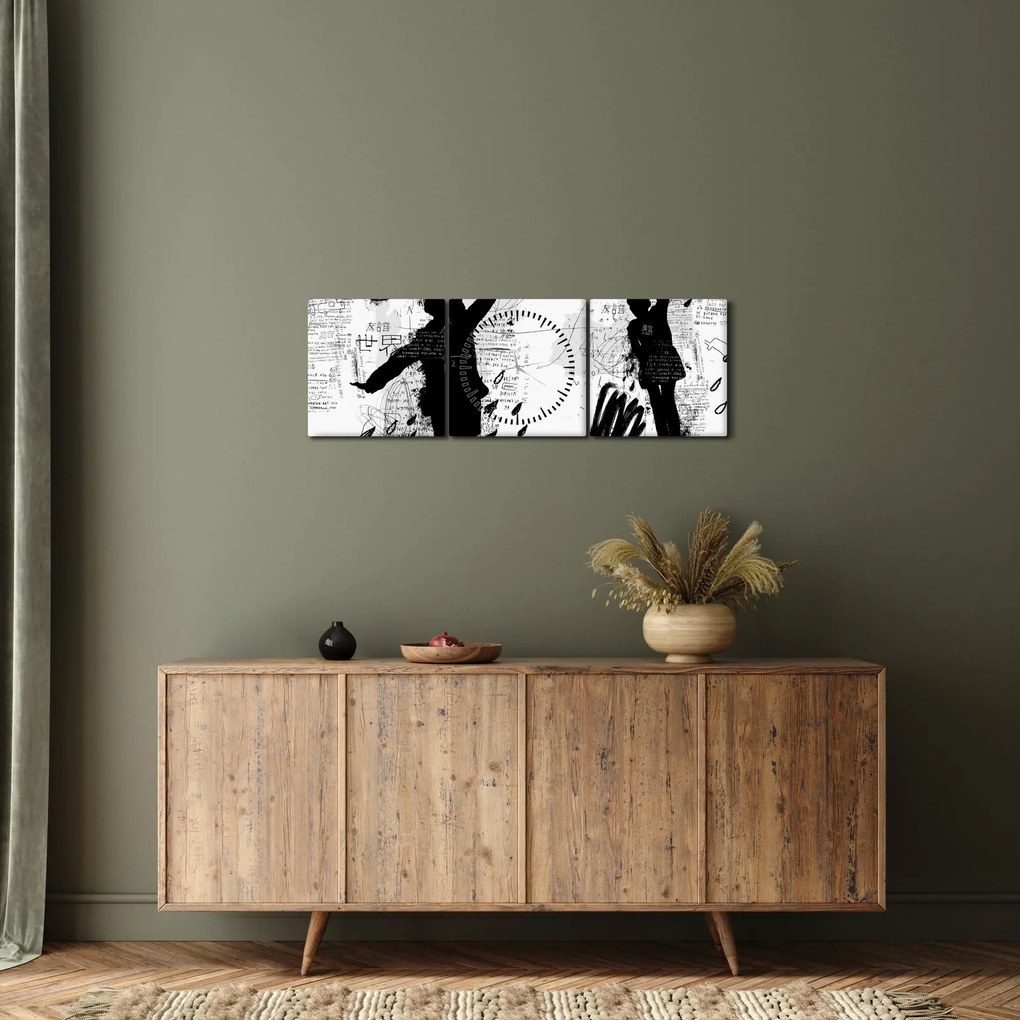 Tablou - Artă stradală - zarvă (cu ceas) (90x30 cm)