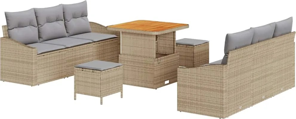 vidaXL Set de canapele pentru grădină 9 pcs Beige și gri deschis