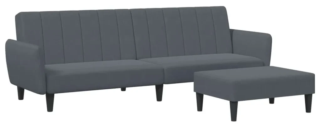 3216251 vidaXL Canapea extensibilă cu taburet, 2 locuri, gri închis, catifea