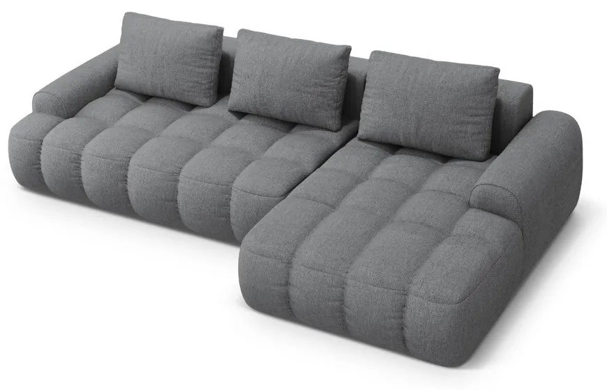 Colțar gri extensibil/cu spațiu de depozitare (cu colț pe partea dreaptă/cu șezlong) Linz – Cosmopolitan Design