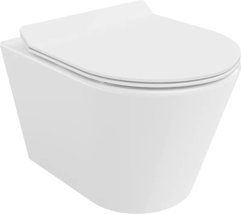 Mexen Rico vas de toaletă wc Rimless cu capac cu închidere lentă slim, duroplast, alb lucios - 30720100