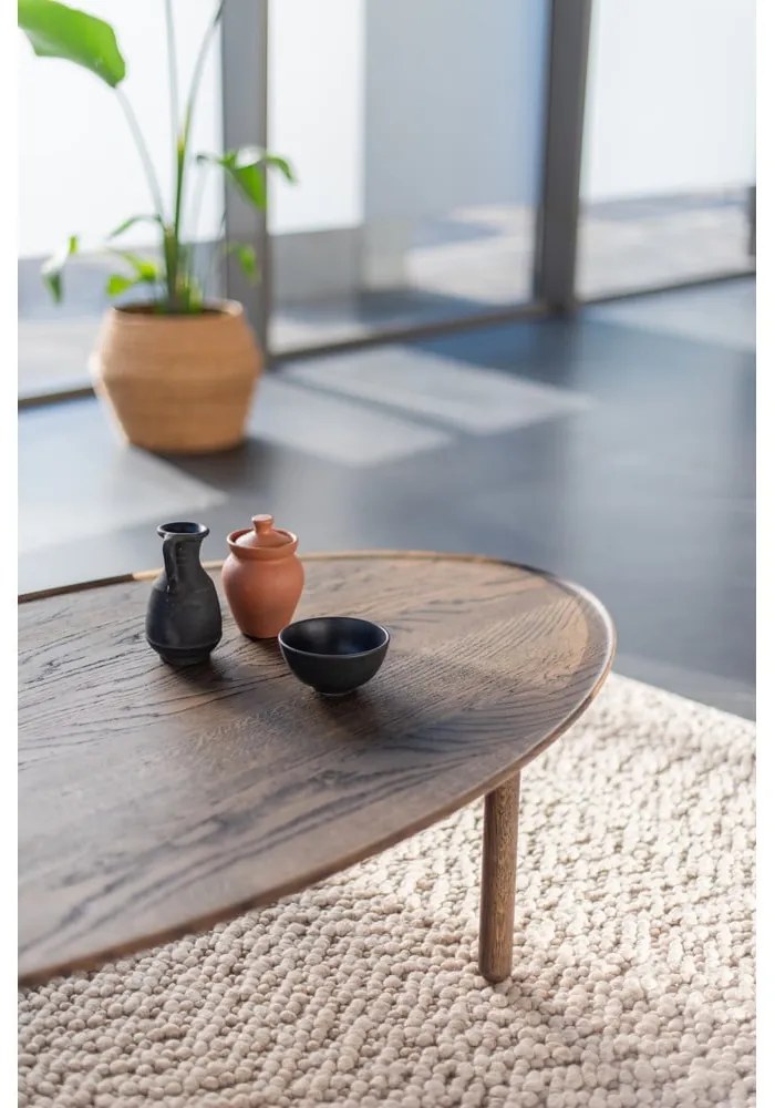 Măsuță de cafea maro din lemn de stejar 80x150 cm Mu – Gazzda