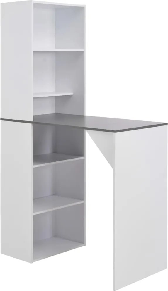 vidaXL Masă de bar cu dulap, alb, 115 x 59 x 200 cm