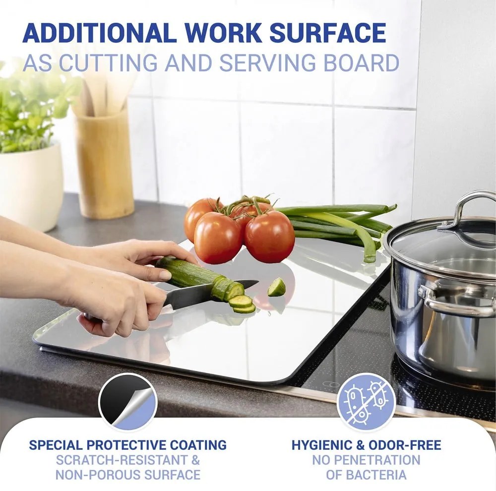 Set 2 protecții din sticlă pentru aragaz Wenko Universal Silver