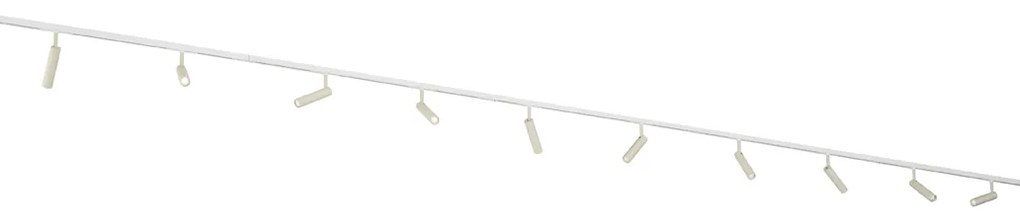 Sistem modern de iluminat pe șine cu 10 spoturi bej și alb, monofazat - Slimline Uzzy
