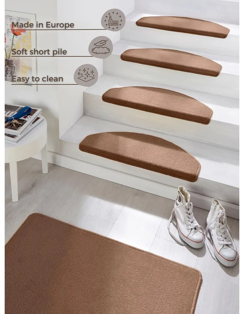 Set 15 covorașe pentru trepte Hanse Home Fancy, 23x65 cm, maro