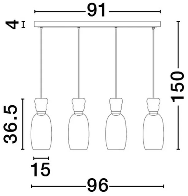 Lustra cu 4 pendule LED design modern Pluma multicolor