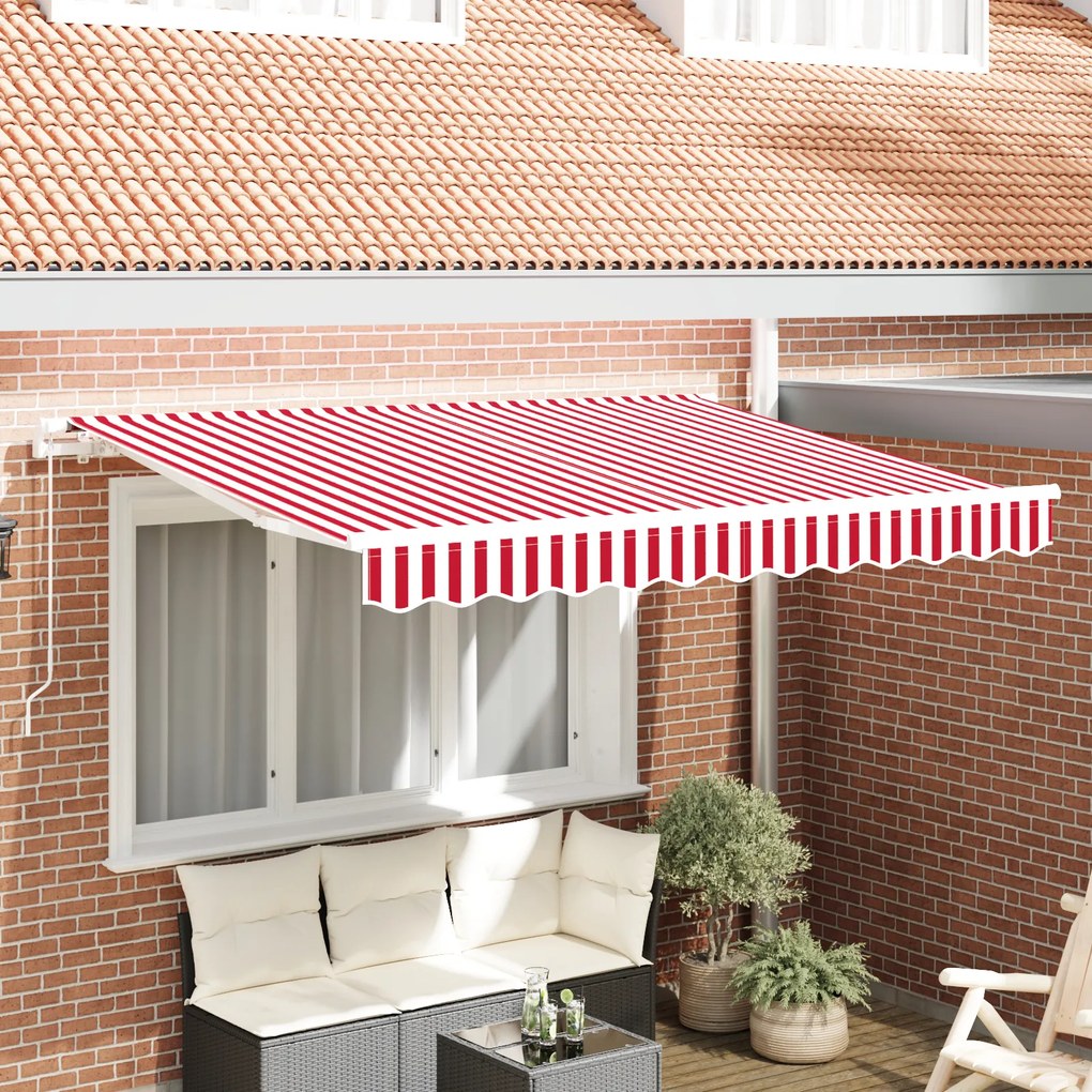 vidaXL Material de înlocuire pentru copertină Roșu și alb 350 x 200 cm
