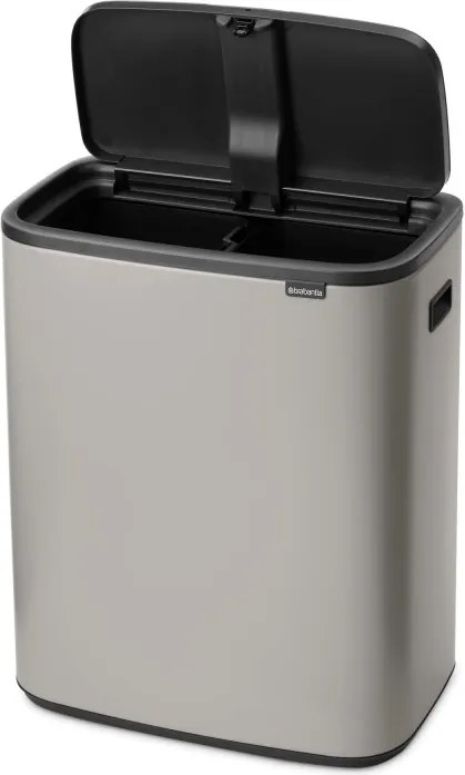 Cos de gunoi Brabantia Bo Touch 1010456, 2x30 l, Deschidere lina si silentioasa, Gri