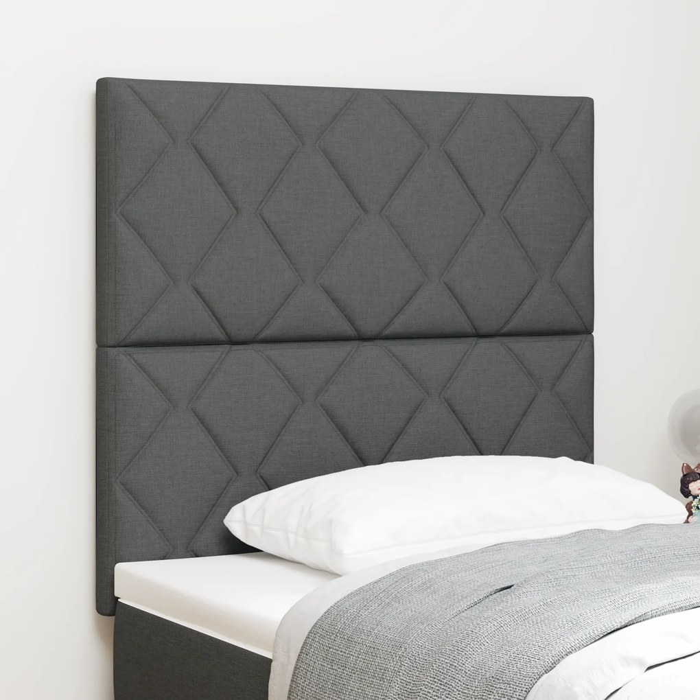 vidaXL Tăblie cap cu lumini cu bandă LED Ajustabil Gri 100 cm țesătură