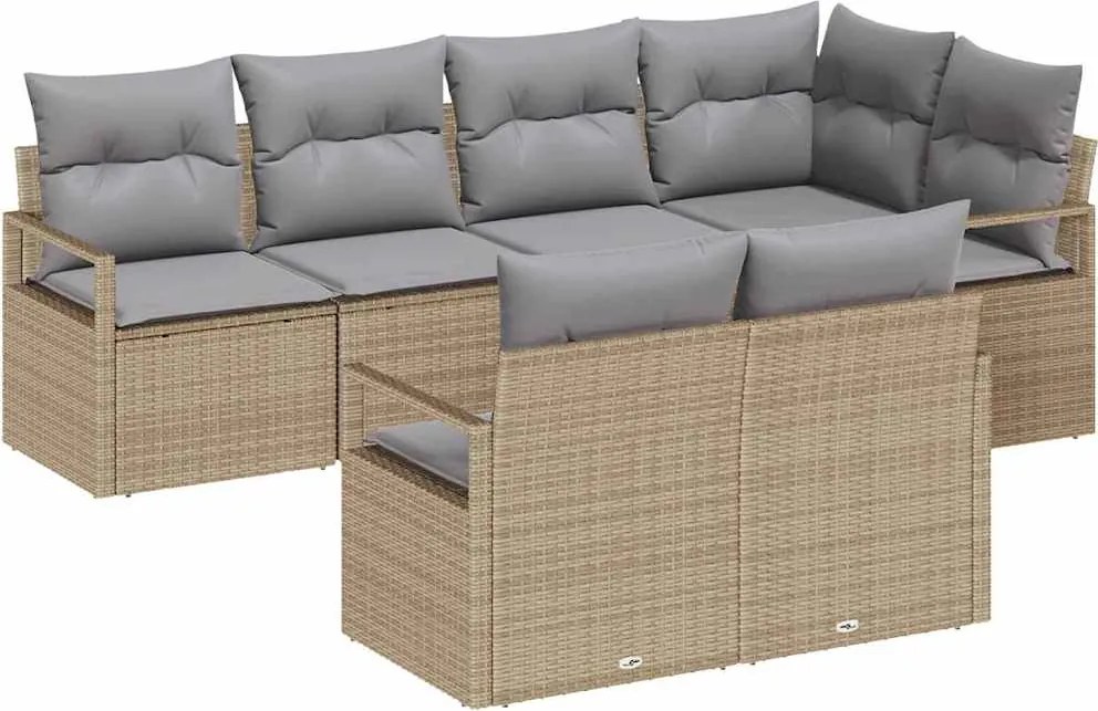 vidaXL Set de canapele pentru grădină 7 pcs Beige și gri deschis
