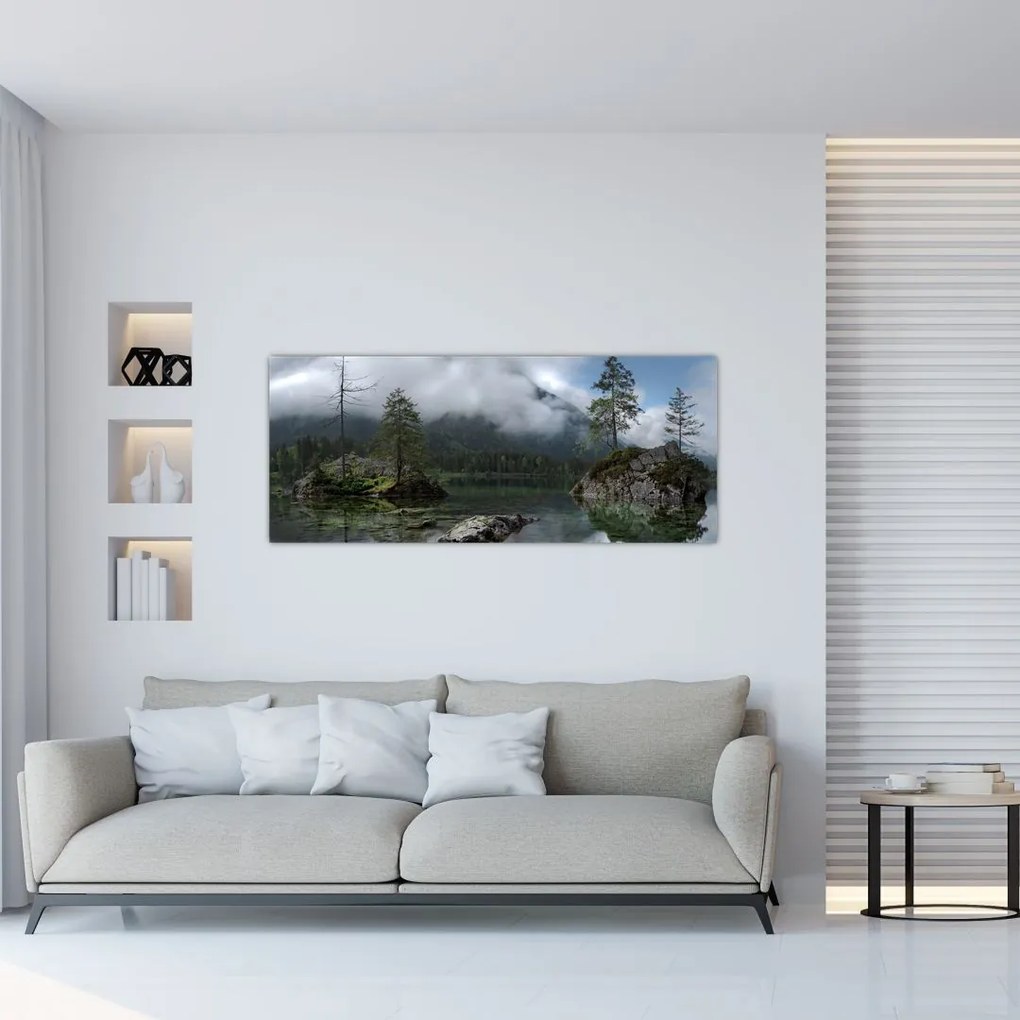 Tablou cu pomi în lac (120x50 cm)