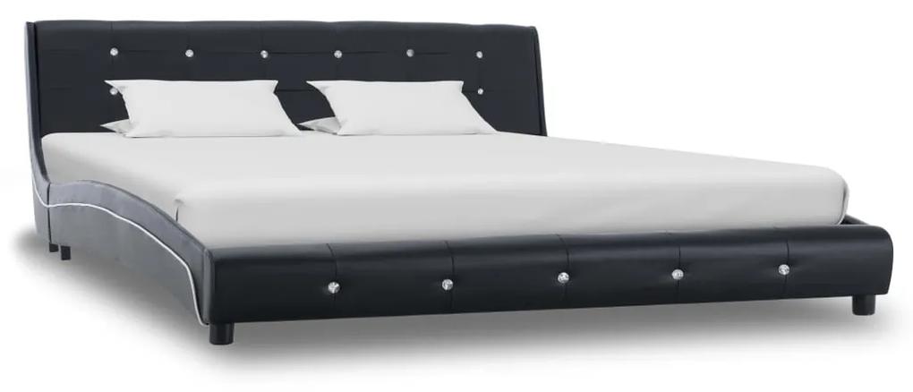 Cadru de pat, negru, 160 x 200 cm, piele artificiala Negru, 160 x 200 cm