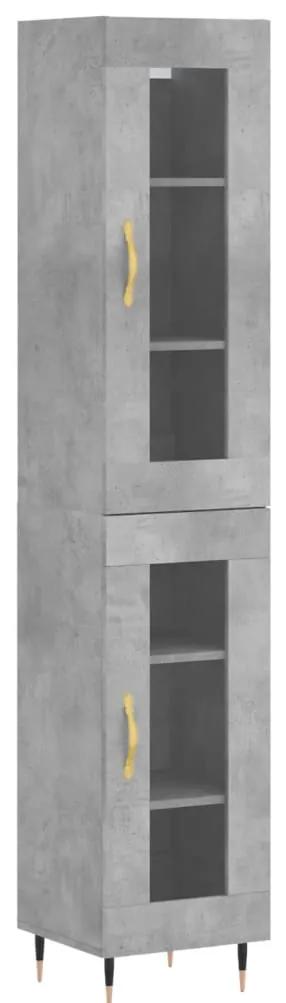 3199413 vidaXL Dulap înalt, gri beton, 34,5x34x180 cm, lemn prelucrat
