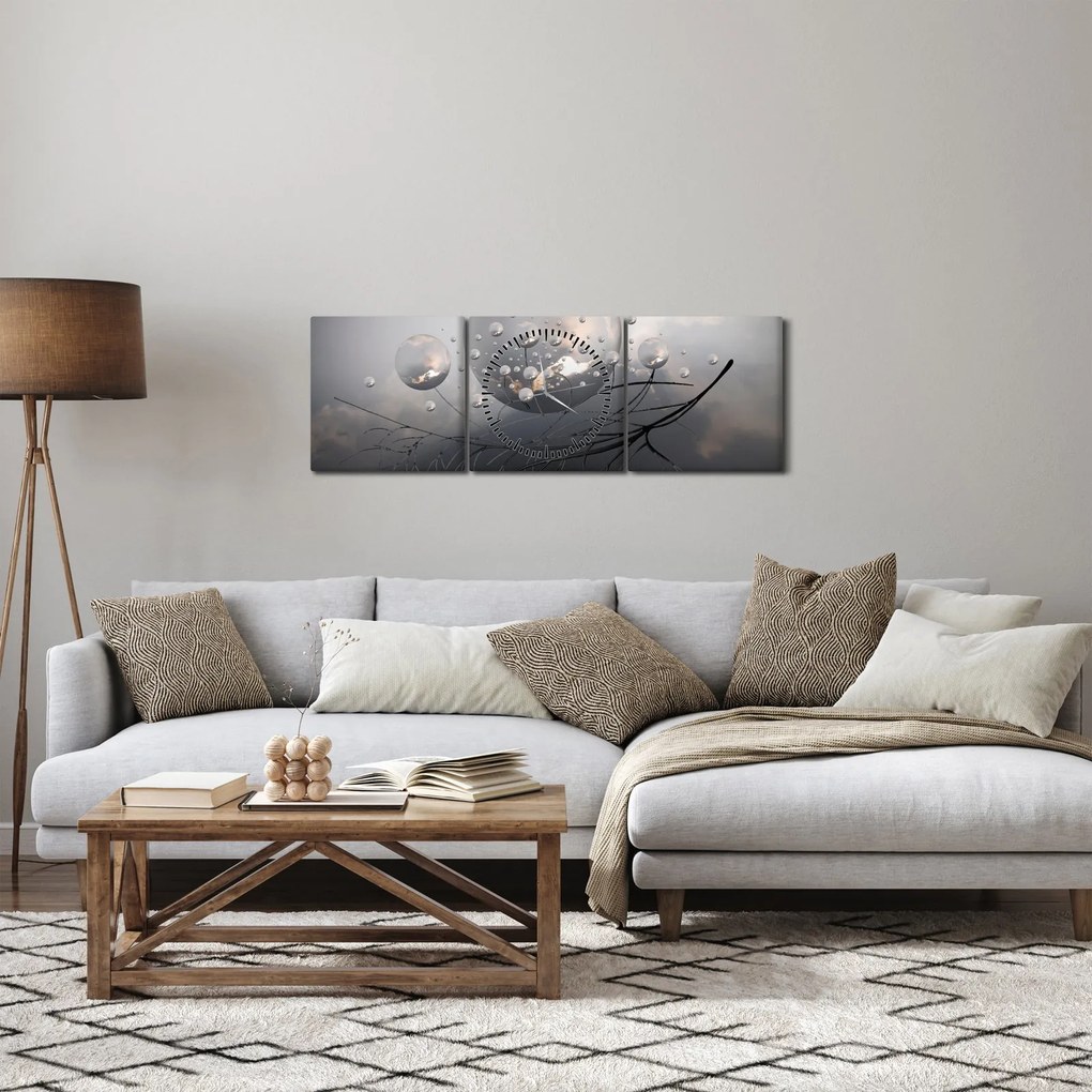 Tabloul bilelor abstracte (cu ceas) (90x30 cm)
