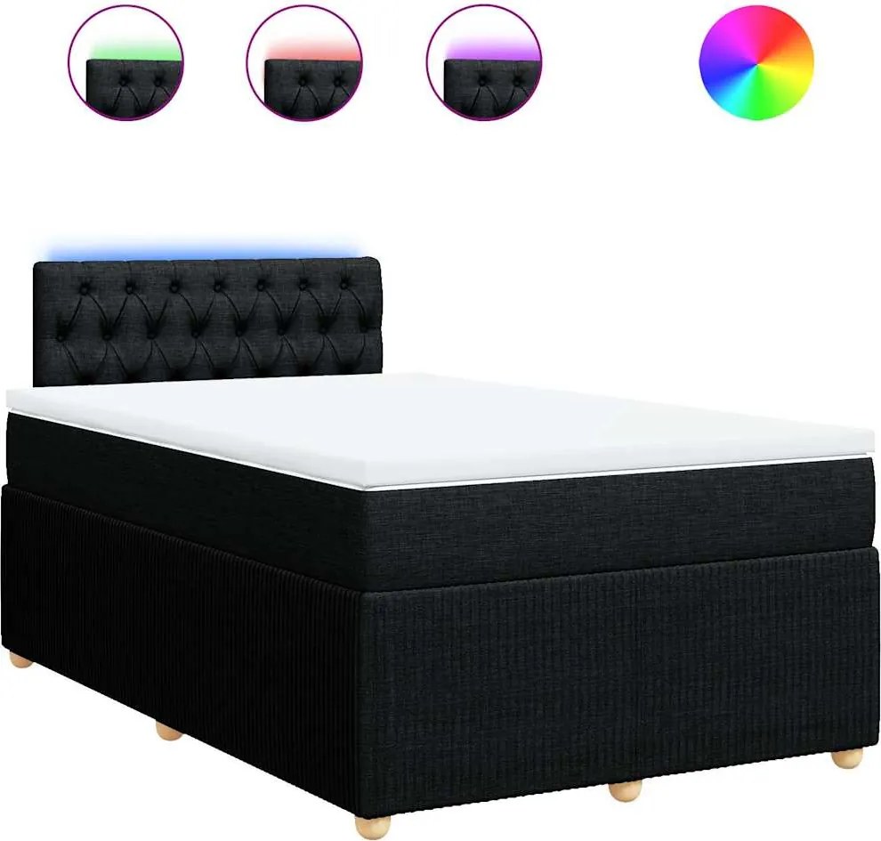 vidaXL Pat box spring cu saltea, negru, 120x190 cm, catifea