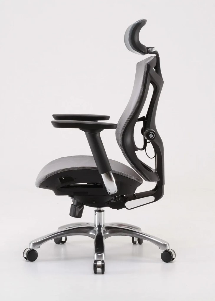 RESIGILAT- Scaun ergonomic SIHOO V1, suport lombar reglabil 4D, sezut cu translatie, mecanism multifunctional inclinare/blocare, cotiere 4D, pivotant, Mesh, Gri/Negru