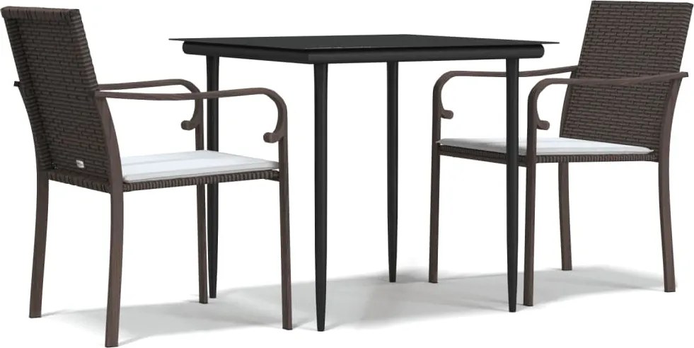 vidaXL Set mobilier de grădină cu perne, 3 piese, poliratan și oțel