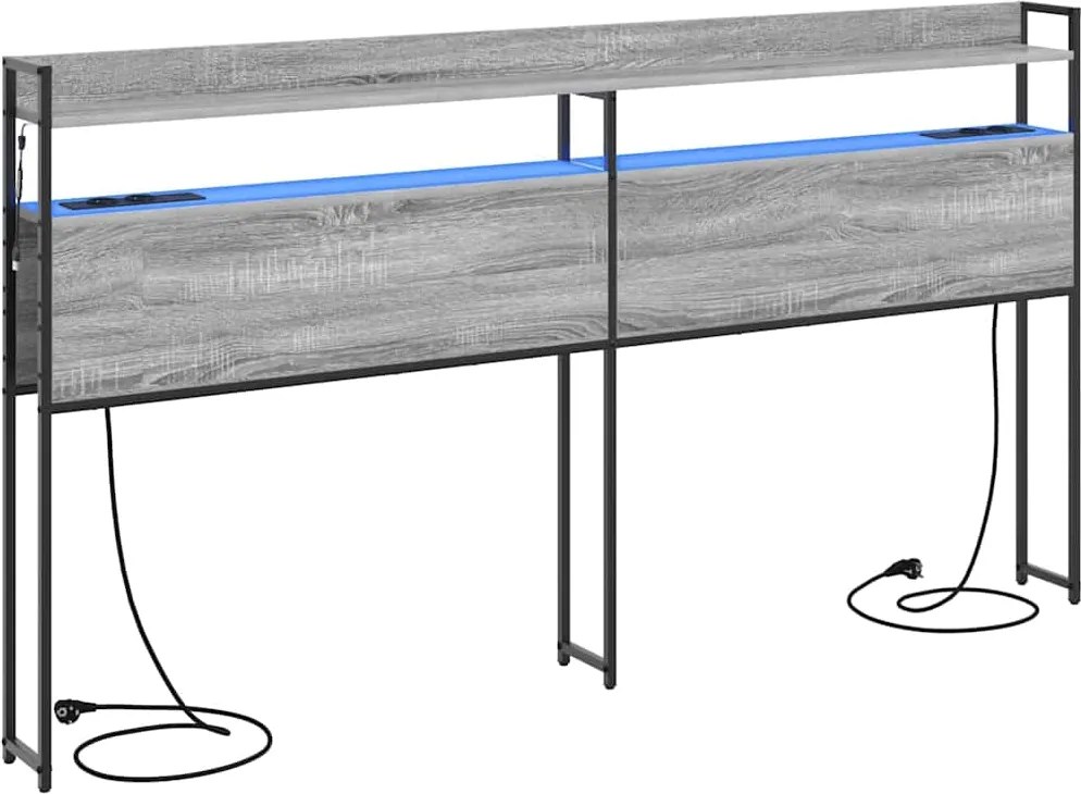 vidaXL Tăblie de depozitare cu raft sonoma gri 200 cm Lemn compozit