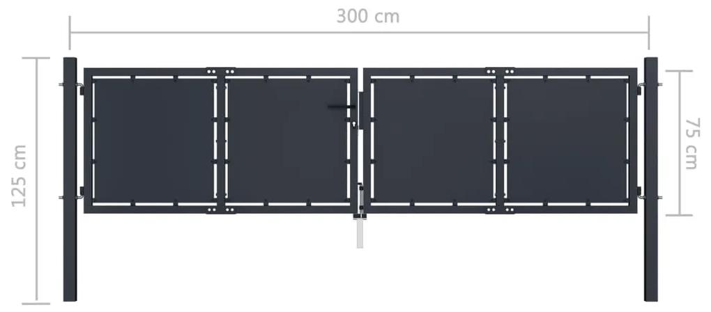 Poarta de gradina, antracit, 300 x 75 cm, otel 300 x 75 cm