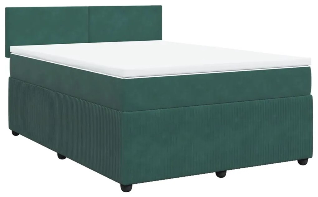 3287779 vidaXL Pat box spring cu saltea, verde închis, 160x200 cm, catifea