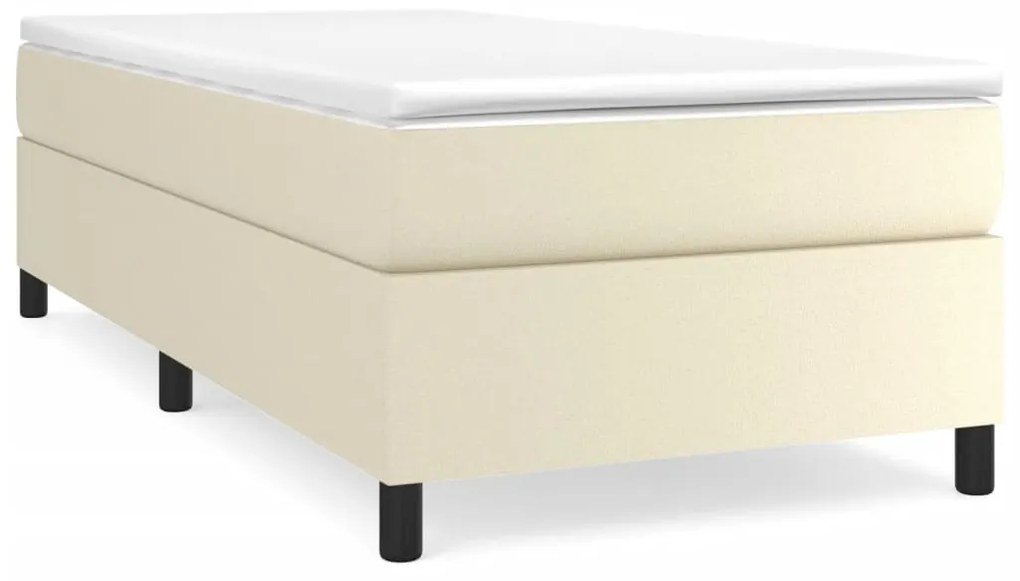 3144592 vidaXL Pat box spring cu saltea, crem, 100x200 cm, piele ecologică