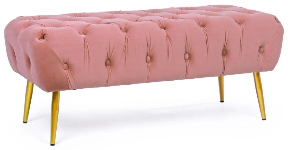 Bancheta catifea roz si picioare aurii Giacinta