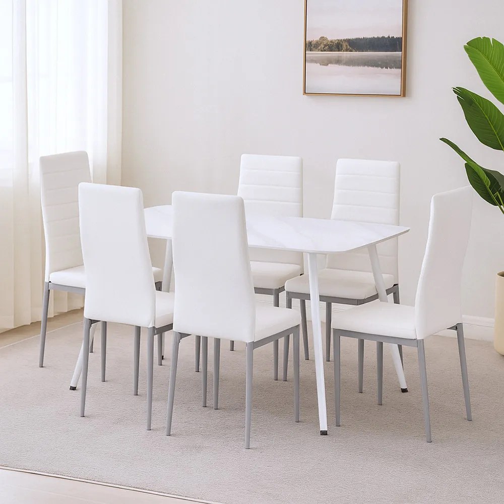 Renton 6+1 set de luat masa alb-gri