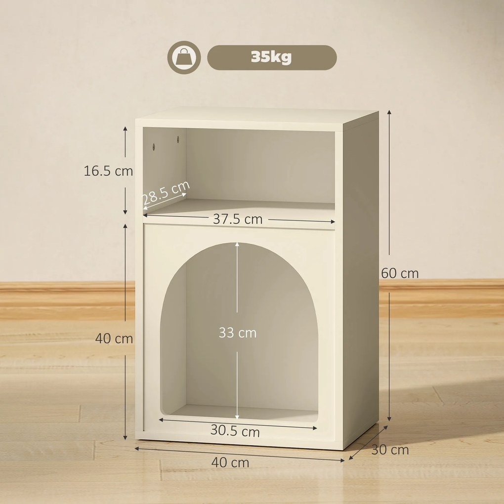 HOMCOM Set de 2 noptiere, noptieră cu compartimente deschise, design arcuit, 40 x 30 x 60 cm, crem | Aosom Romania