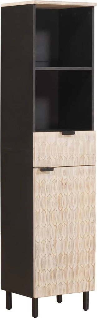 vidaXL Dulap de Baie Negru și Alb 38 x 33 x 160 cm Lemn de mango solid