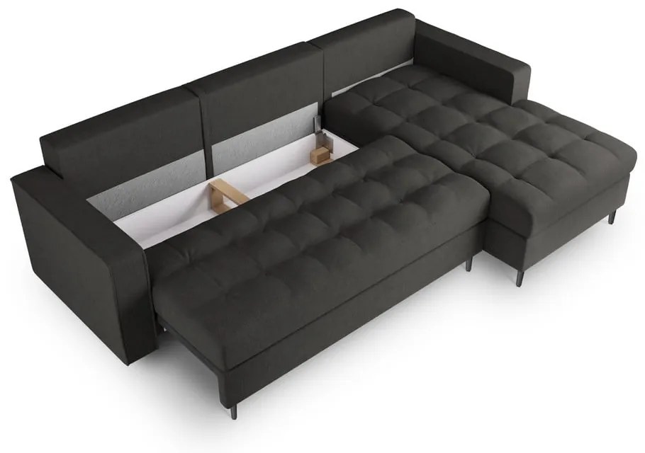 Canapea extensibilă cu șezlong dreapta Milo Casa Santo, gri închis