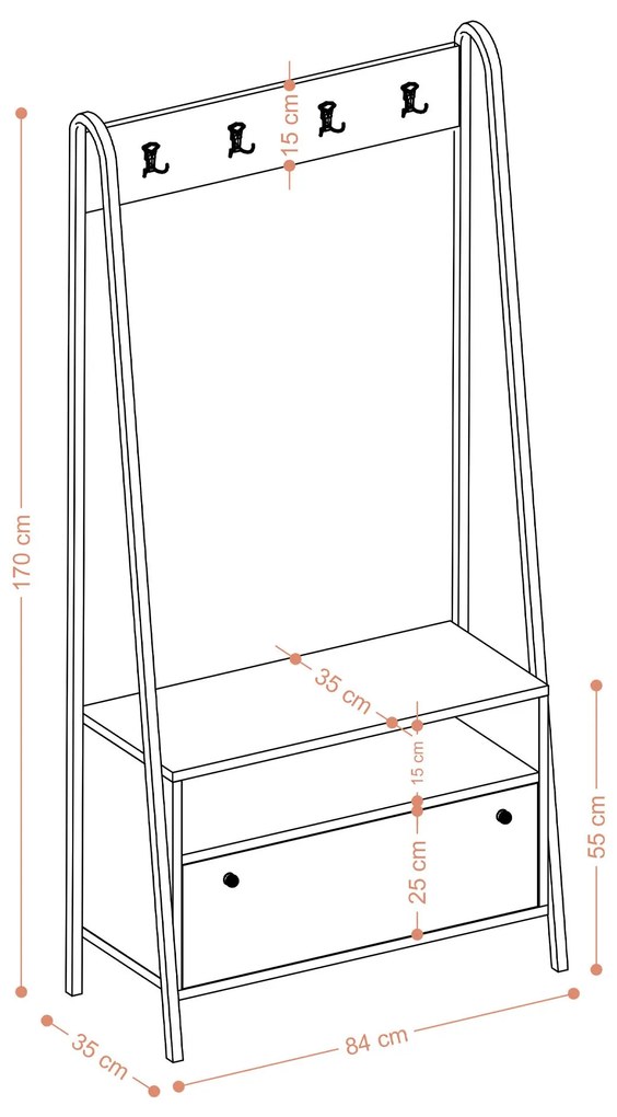 Mobilier hol Aliex 20 (nuc + negru). 1073481