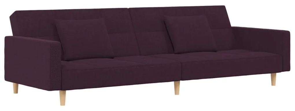 Canapea extensibila cu 2 locuri, 2 perne, violet, textil Violet, Fara suport de picioare
