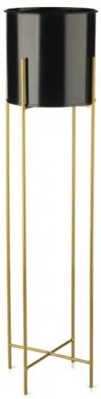 Ghiveci metalic OSLO 95x17 cm negru/auriu