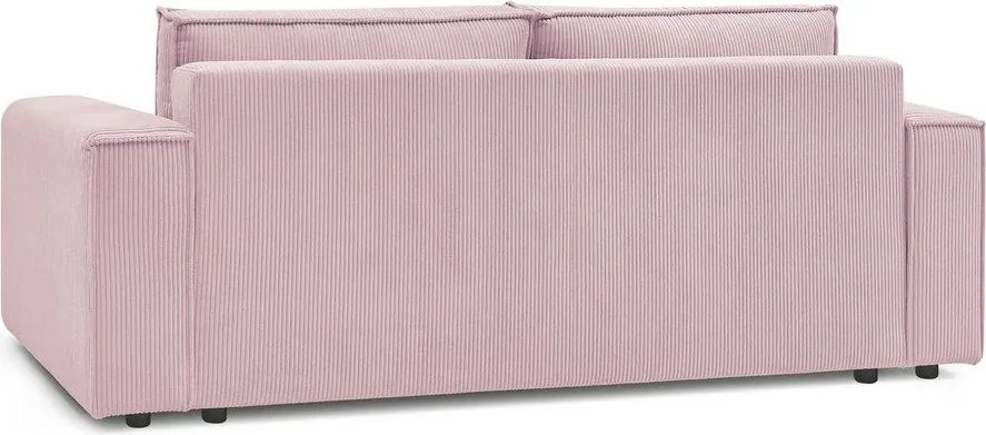 Canapea roz-deschis extensibilă cu tapițerie din catifea reiată 245 cm Nihad – Bobochic Paris