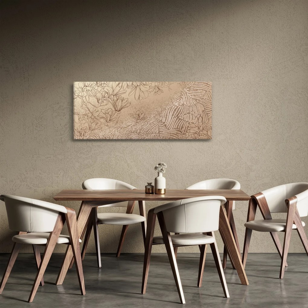 Tablou - Flori desenate (120x50 cm)
