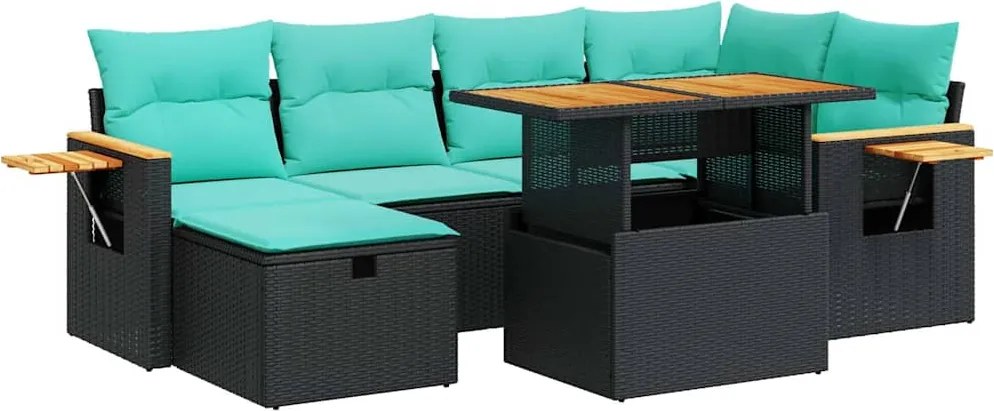 vidaXL Set canapele de grădină cu perne, 7 piese, maro, poliratan