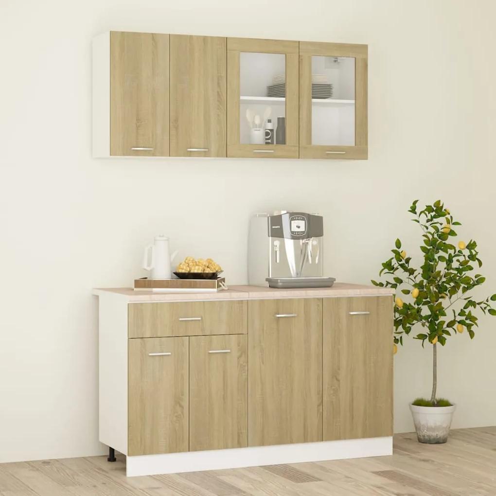 3100520 vidaXL Set dulapuri bucătărie cu blat, 4 piese, sonoma, lemn prelucrat