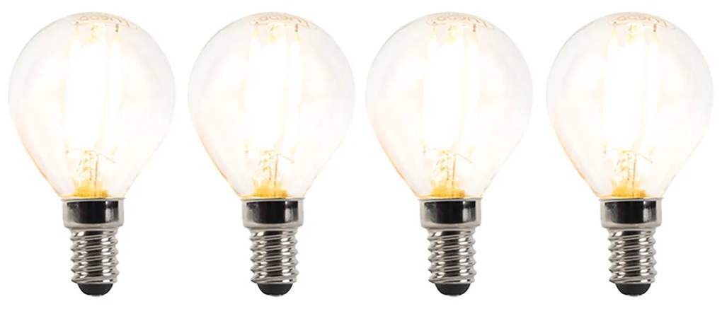 Set de 4 becuri LED E14 cu dimmer P45 transparent 3W 250lm 2700K
