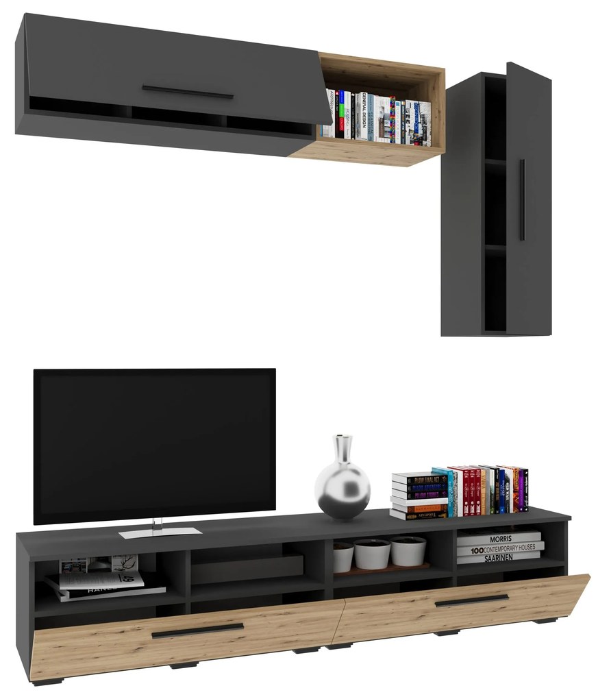 Living Kos V13, Antracit/Stejar Artisan, L 190 cm